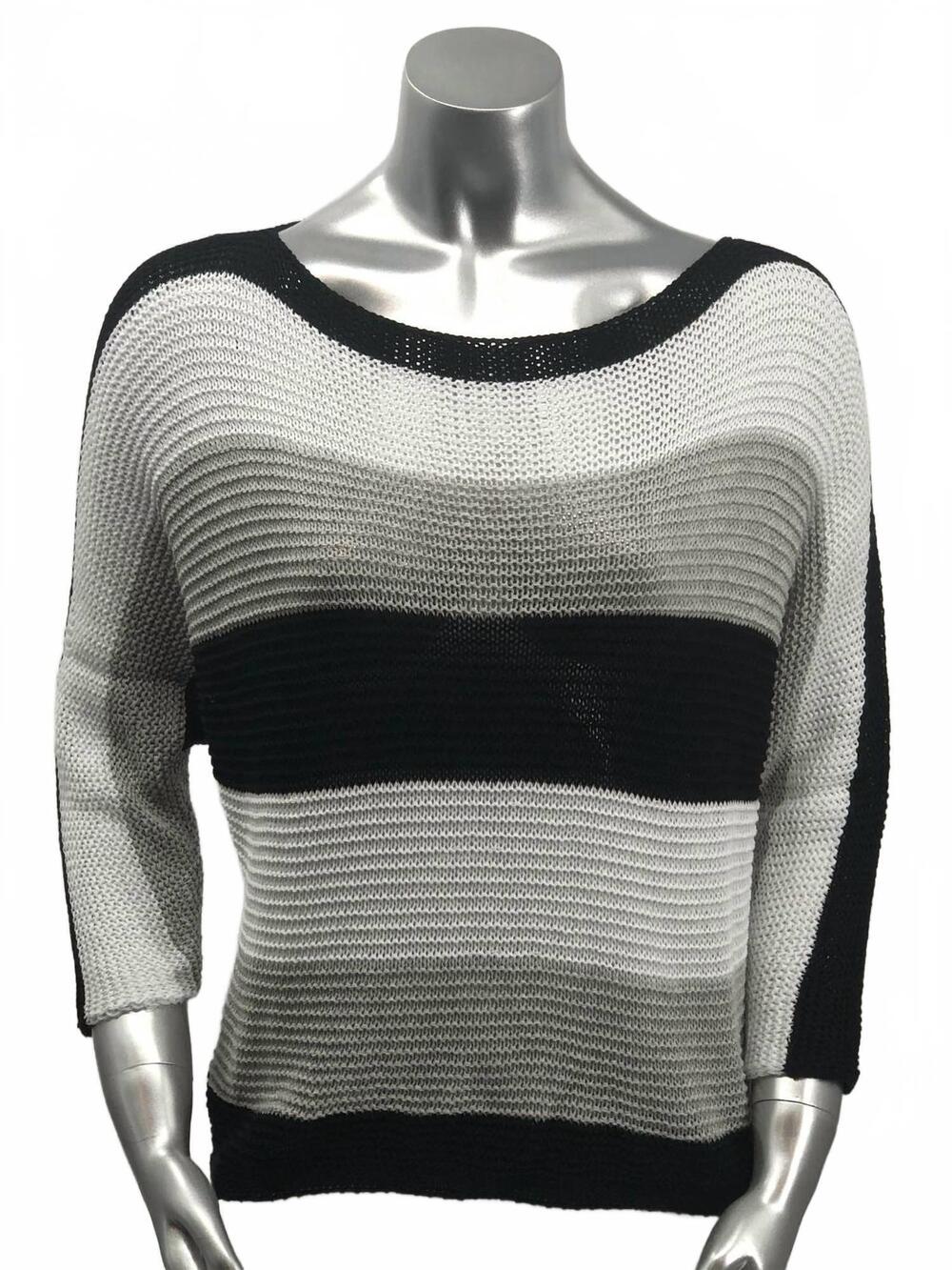 NEW M MADE IN ITALY women's caryl sweater in black, white, gray